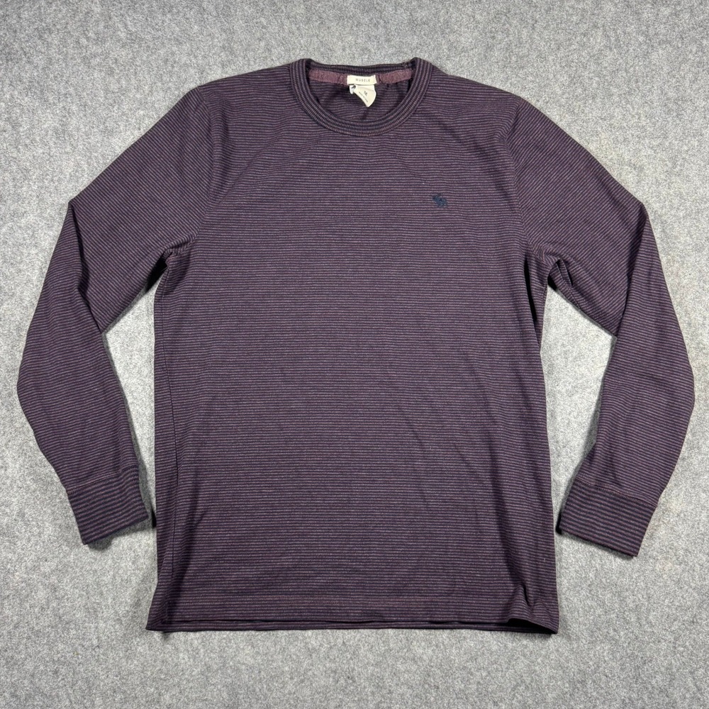 Abercrombie & Fitch Mens Muscle Fit Long Sleeve Stripe Shirt Purple Medium Y2K